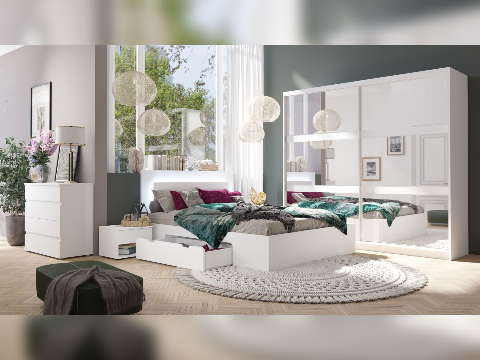 4 Teiliges Schlafzimmer Set Fino Im Weiß, Bett Mit Schubladen intended for Komplett Schlafzimmer Weiß