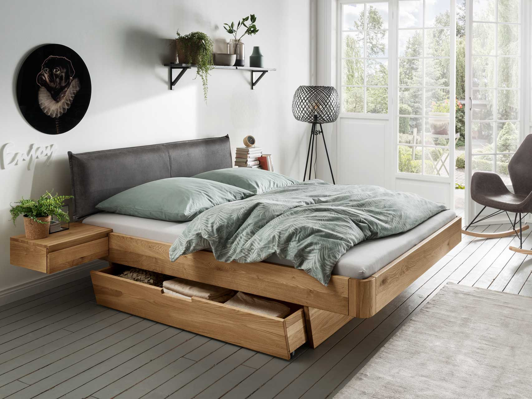 Bettrahmen Clever "Schwebend" - 4M Massivholz-Möbel Tübingen with regard to Schlafzimmer Bett Holz