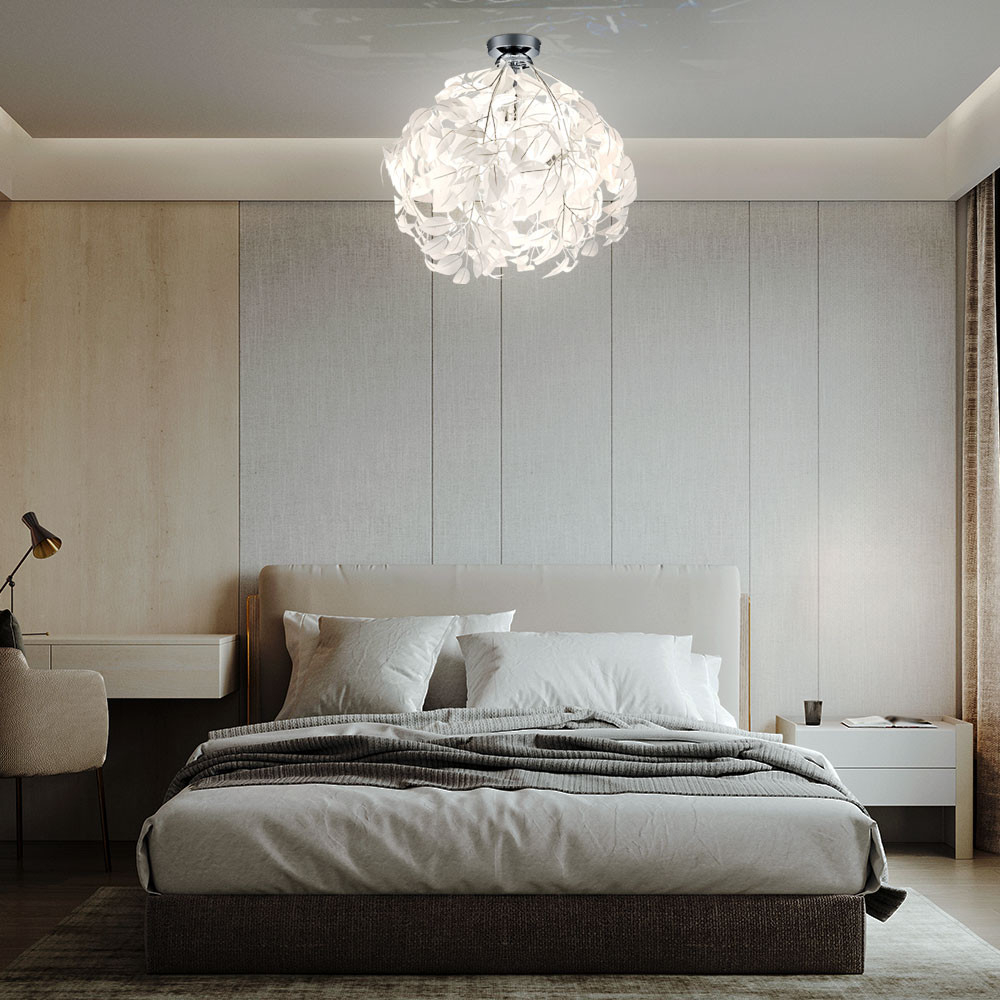 Deckenleuchte Deckenlampe Schlafzimmerleuchte Blätter Design Weiß inside Lampe Decke Schlafzimmer