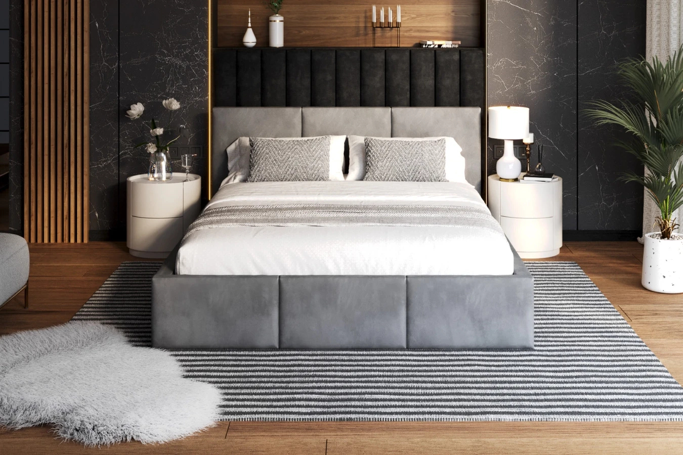 Graues Bett - Welche Wandfarbe? – Blog - Matratzenshop Fdm regarding Wandfarbe Schlafzimmer Graue Möbel