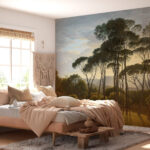 Italienische Landschaft Mit Schirm Kiefern Auf Fototapete – Fototapete With Regard To Italienische Tapeten Schlafzimmer