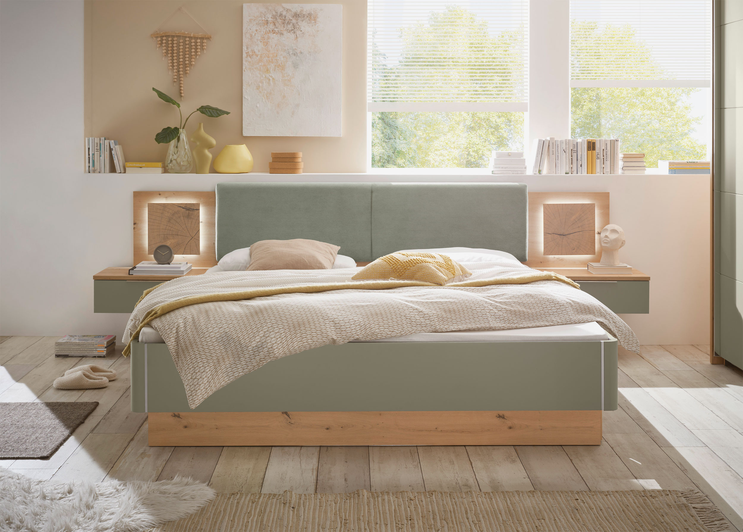 Liv'In Bettanlage Beige Grün Holz Dekor for Liv In Schlafzimmer