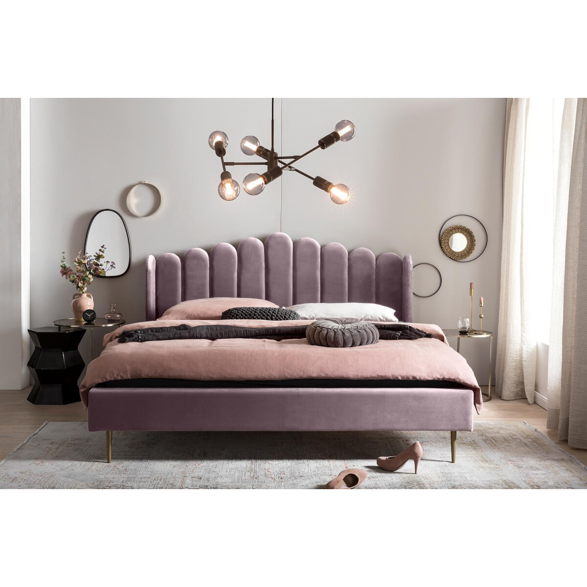 Muschelbett Aus Samt 140X200 Cm Rose/Gold - Ichverkaufealles.de with Schlafzimmer Rosegold