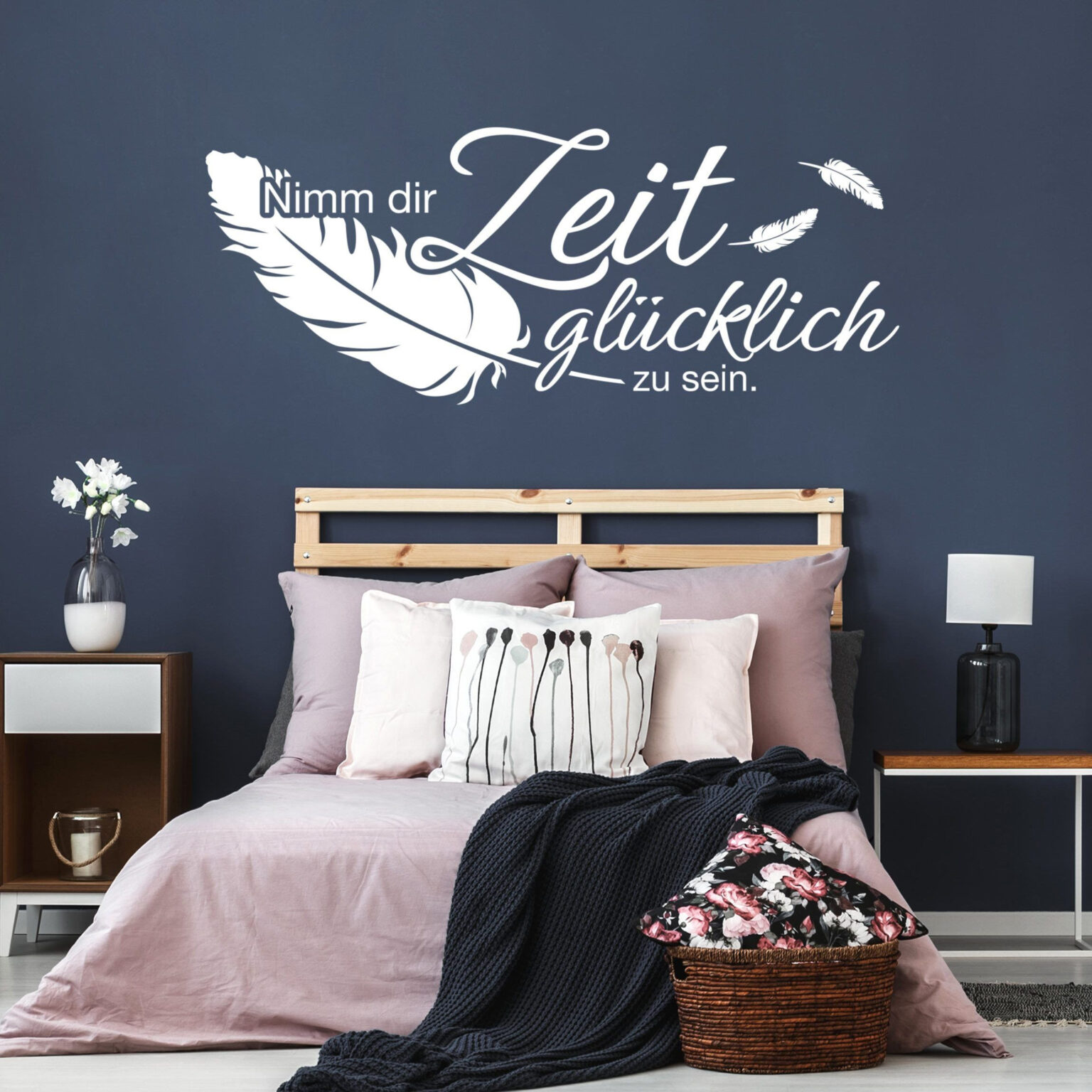 Nimm Dir Zeit Mit Federn Wandtattoo Kaufen inside Wandtattoo Schlafzimmer