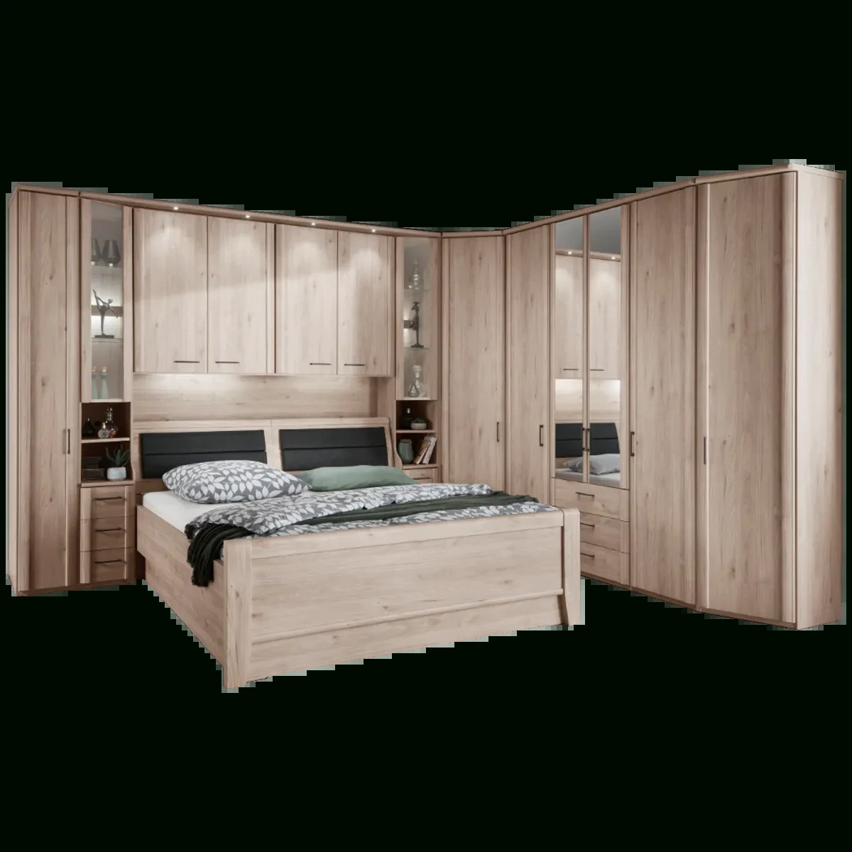 Wiemann Luxor 3&amp;4 Bettbrückenkombination In Steineiche-Nachbildung within Bettbrücken Schlafzimmer